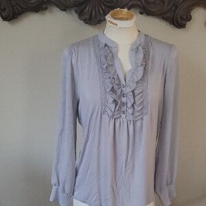 August Silk Light Purple Ruffle Blouse